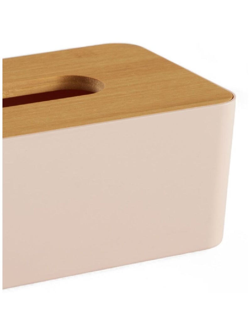 Boîte à mouchoirs rectangulaire avec bambou BATHROOM Rose - Kiabi
