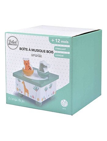 Boite à musique avec animaux en bois