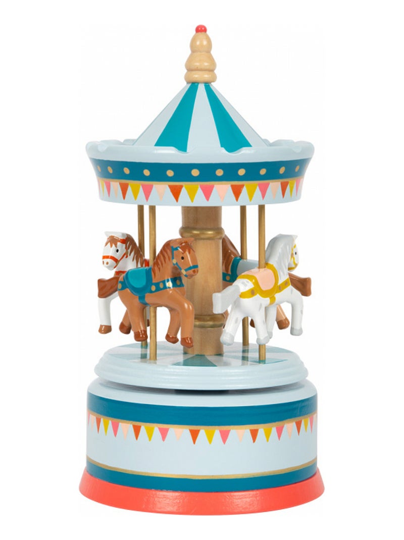 Boîte à musique carrousel à chevaux Bleu - Kiabi