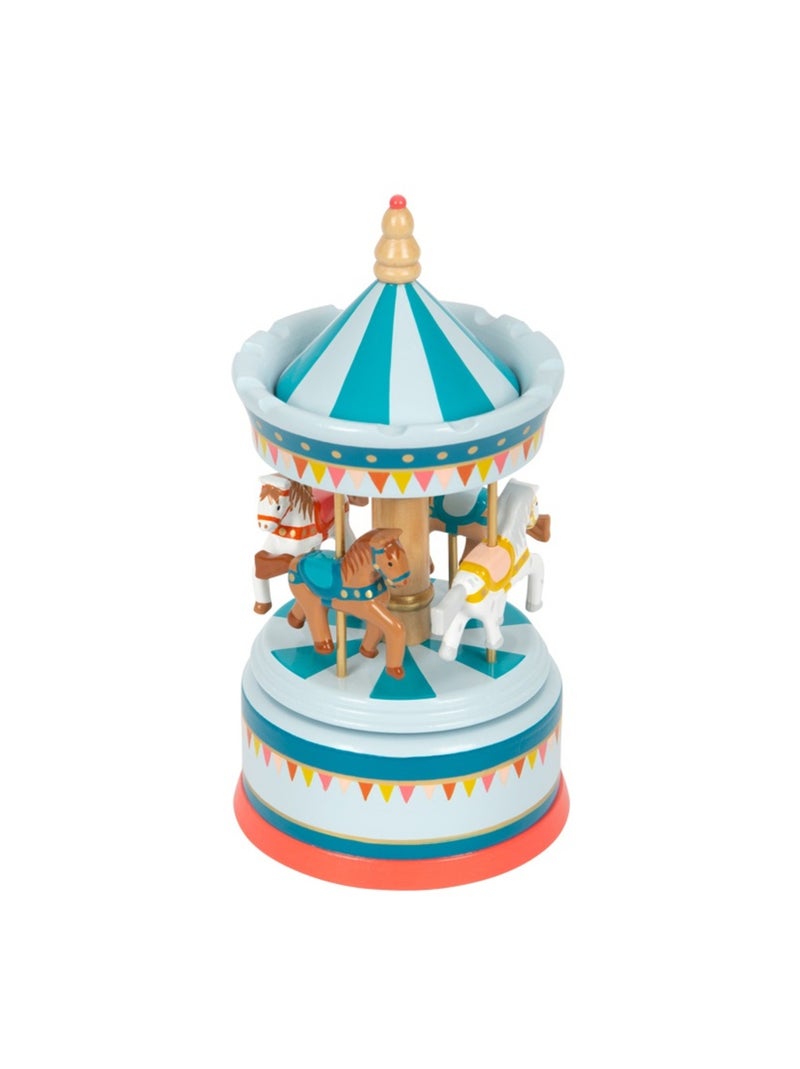 Boîte à musique carrousel à chevaux Bleu - Kiabi