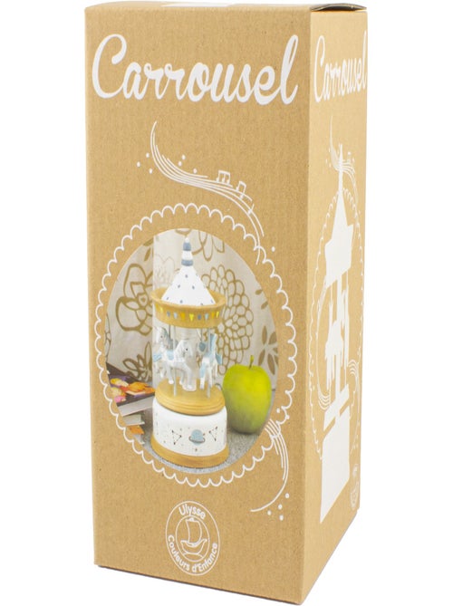 Boîte à musique carrousel bois naturel - Kiabi