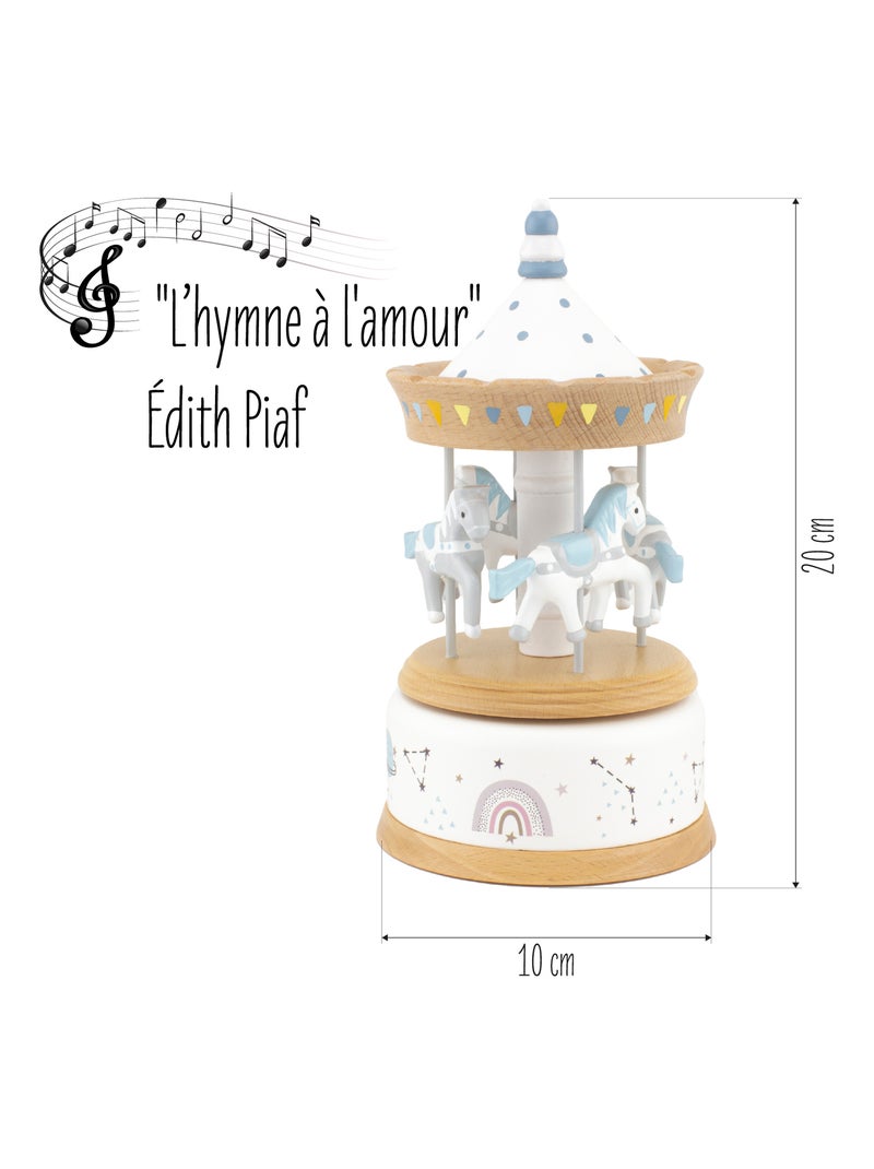 Boîte à musique carrousel bois naturel Blanc - Kiabi