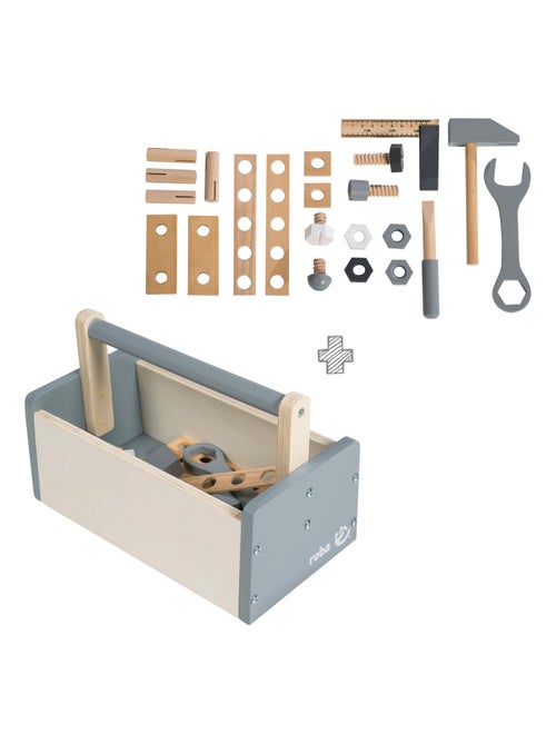 Boite à outils 22 pièces en bois pour enfant ROBA - Kiabi Boite à outils 22 pièces en bois pour enfant ROBA - Kiabi