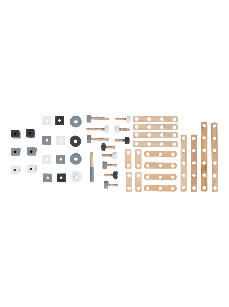 Boite à outils 46 pièces en bois pour enfant ROBA Gris Beige Blanc - Kiabi