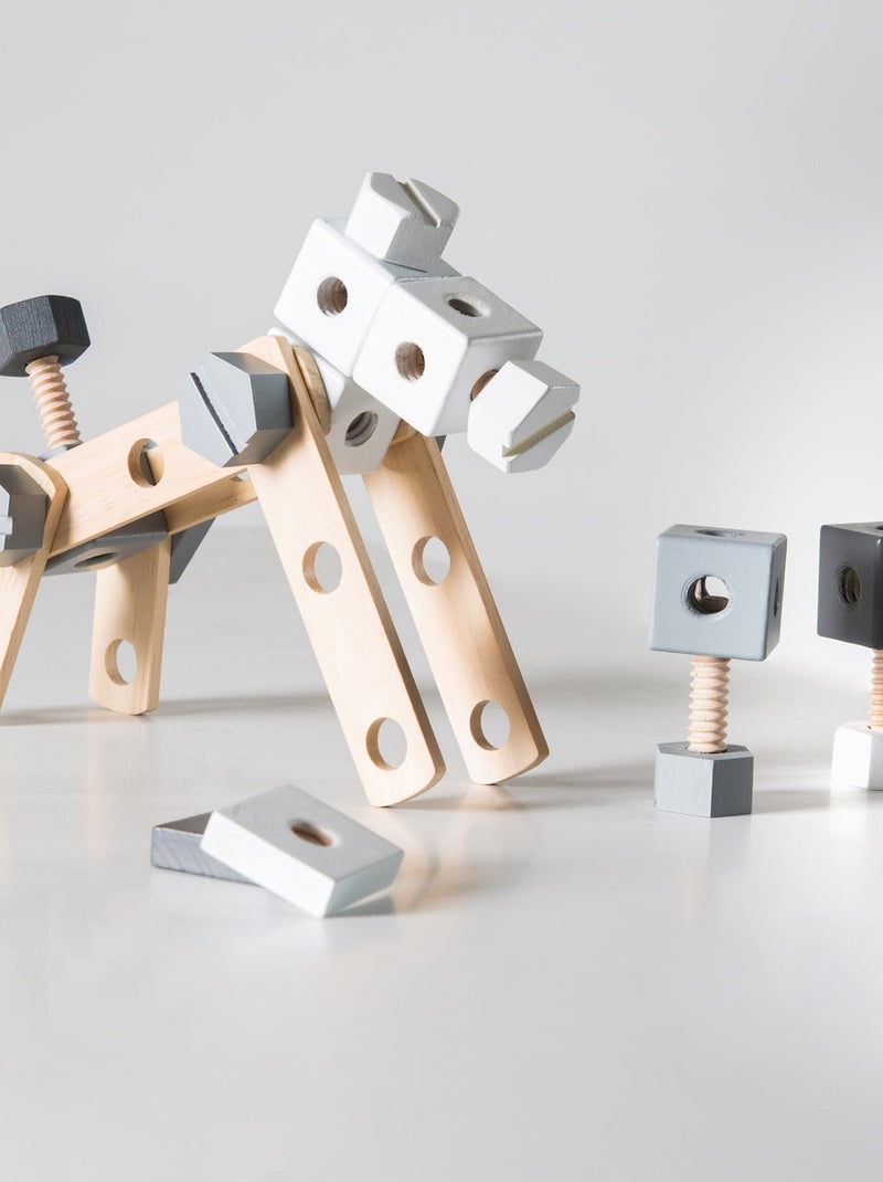 Boite à outils 46 pièces en bois pour enfant ROBA Gris Beige Blanc - Kiabi