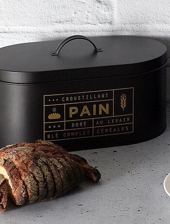 Boîte à pain en métal noir mat