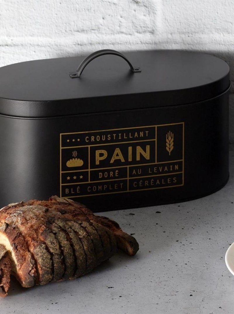 Boîte à pain en métal noir mat Noir - Kiabi