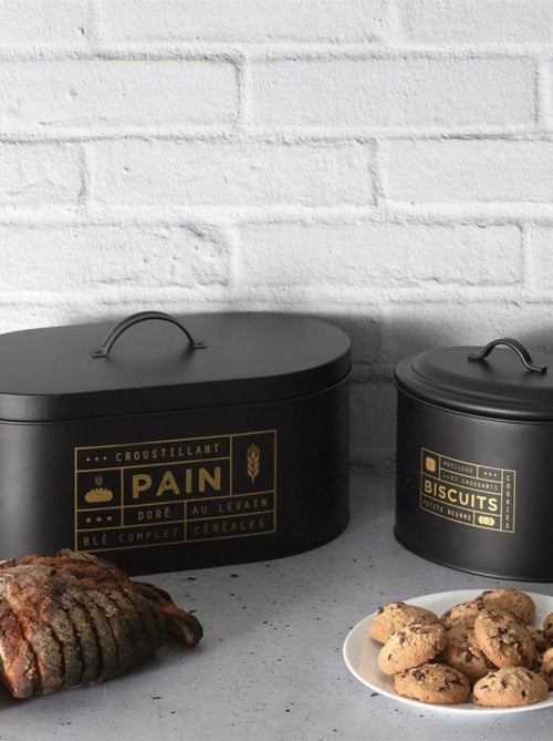 Boîte à pain en métal noir mat - Kiabi