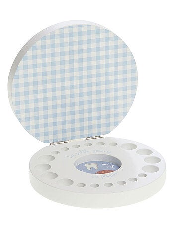 Boîte à quenottes petite souris vichy bleu