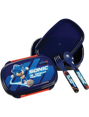 Boîte à repas 'sonic the hedgehog' avec couverts et cuillère fourchette gim