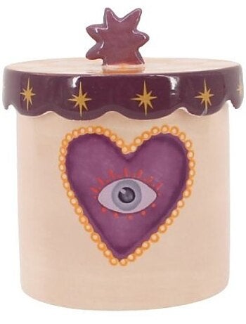 Boîte à souvenirs coeur beige, violette en dolomite 12cm