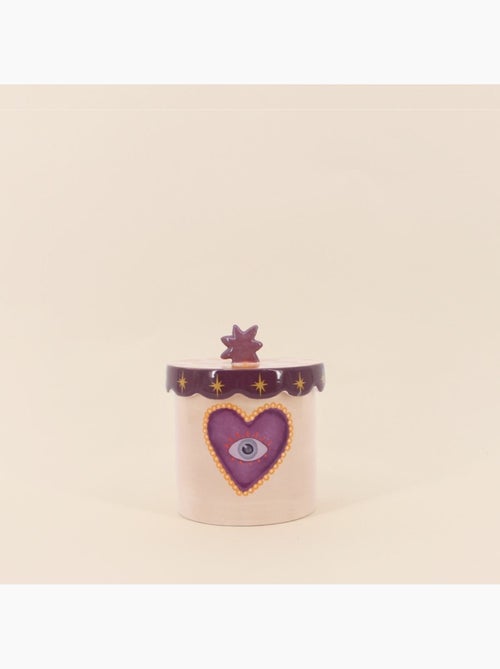 Boîte à souvenirs coeur beige, violette en dolomite 12cm - Kiabi