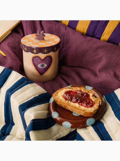 Boîte à souvenirs coeur beige, violette en dolomite 12cm - Kiabi