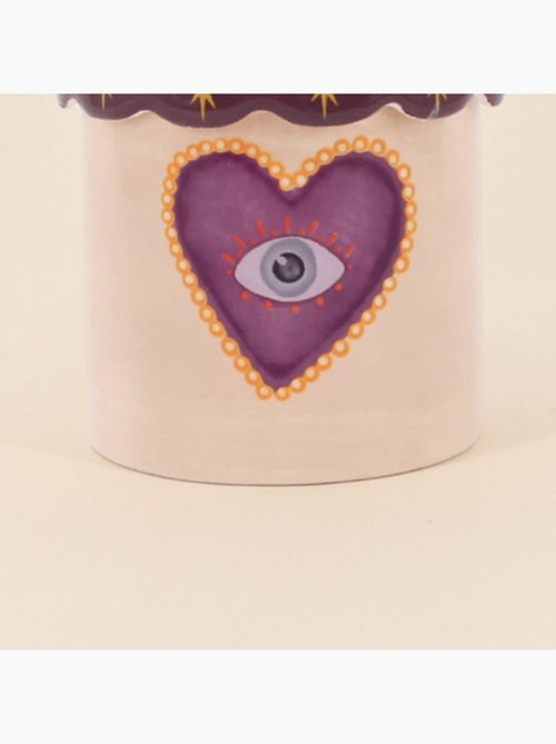 Boîte à souvenirs coeur beige, violette en dolomite 12cm - Kiabi