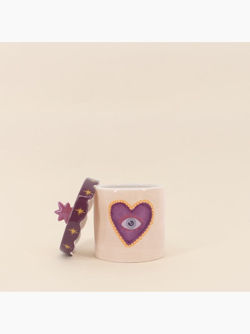 Boîte à souvenirs coeur beige, violette en dolomite 12cm Jaune - Kiabi