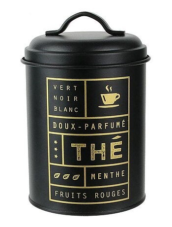Boîte à thé en métal noir mat