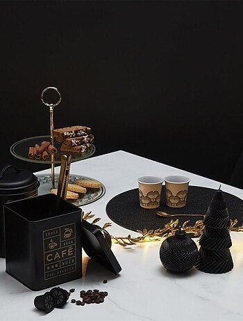 Boîte à thé en métal noir mat
