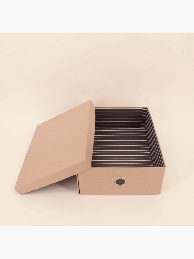 Boite avec couvercle en carton recyclé 31x23cm Beige - Kiabi