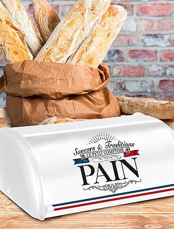 Boite blanche pour le pain en métal