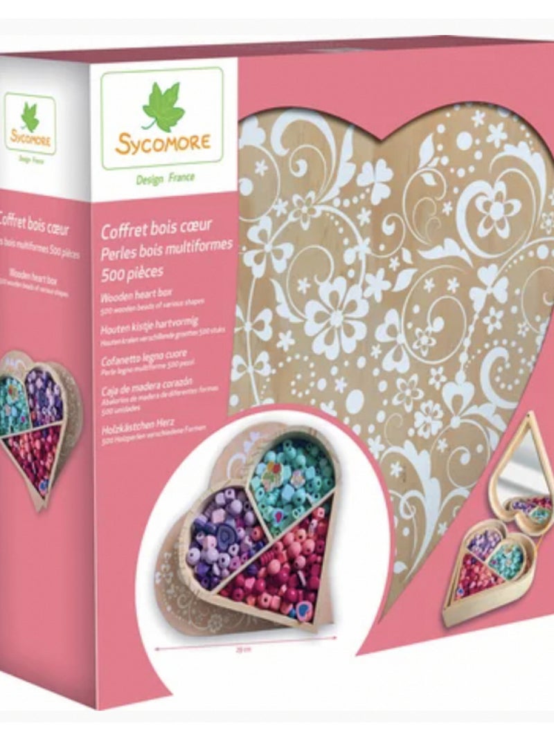 Boite Coeur 500 Perles De Bois Multicouleurs N/A - Kiabi