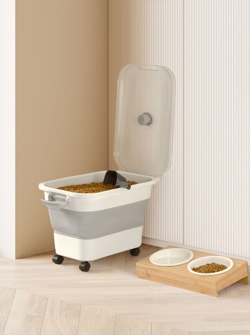 Boite conteneur à croquettes pliable avec roues - Kiabi
