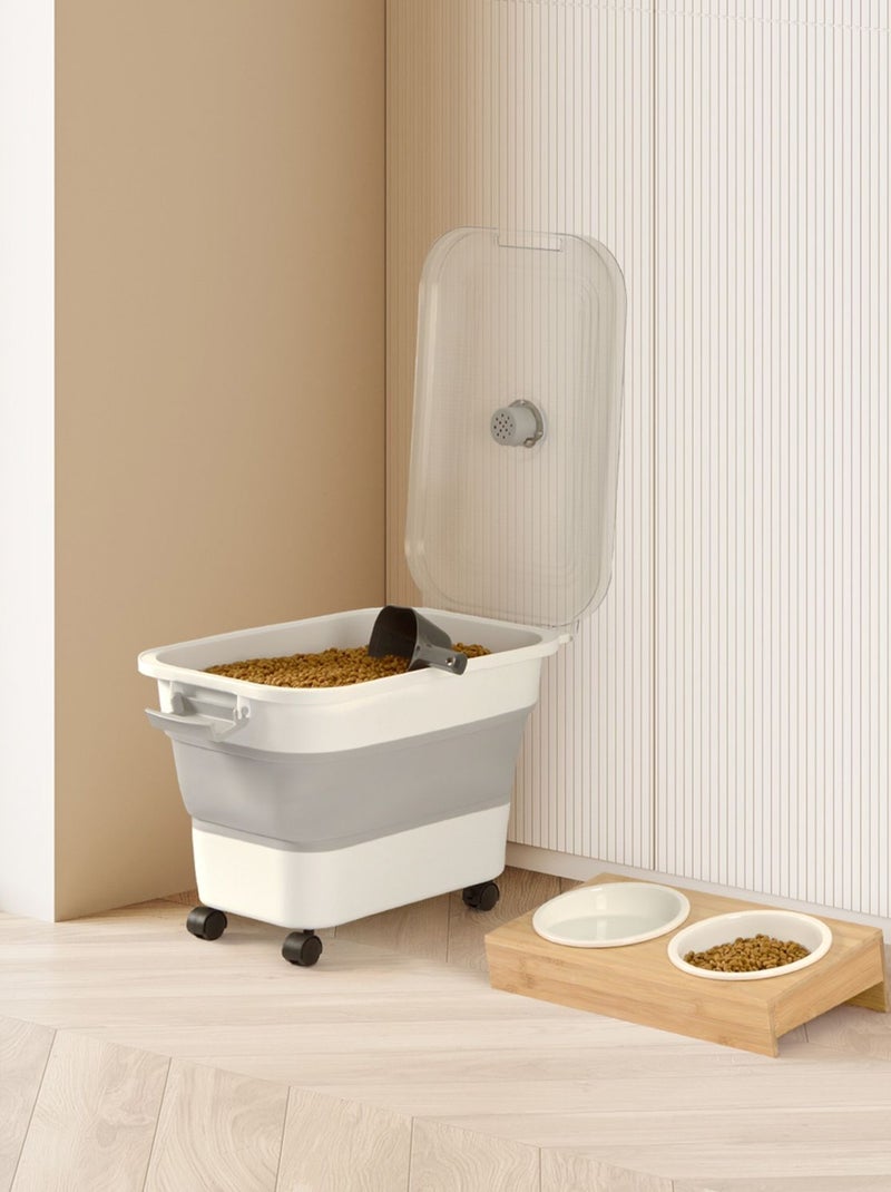 Boite conteneur à croquettes pliable avec roues Blanc - Kiabi