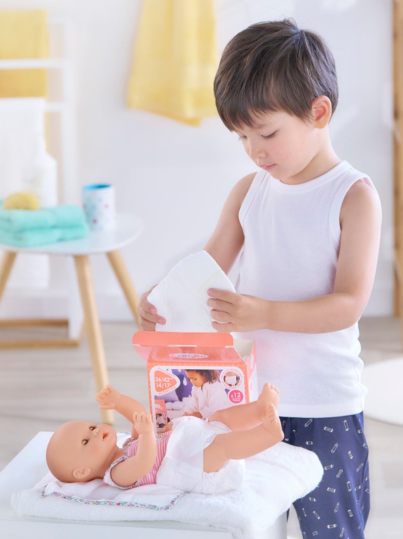 Boîte de 12 couches pour poupon 36 et 42 cm Beige - Kiabi