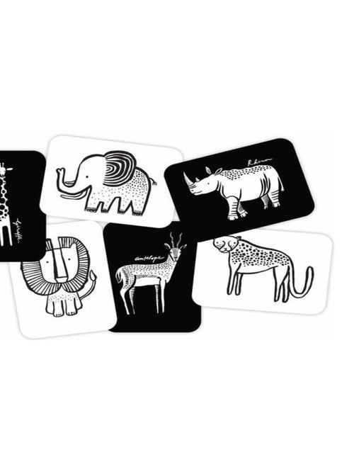 Boîte de 6 cartes Imagier en Noir et Blanc - Safari - Kiabi
