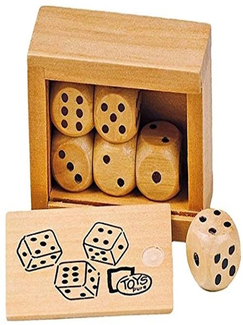 Boîte de 6 dés en bois - Kiabi