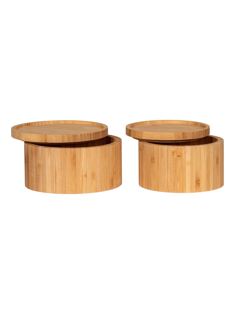Boîte de rangement Chefalu - Boîte de rangement, bambou, naturel, lot de 2 Beige - Kiabi
