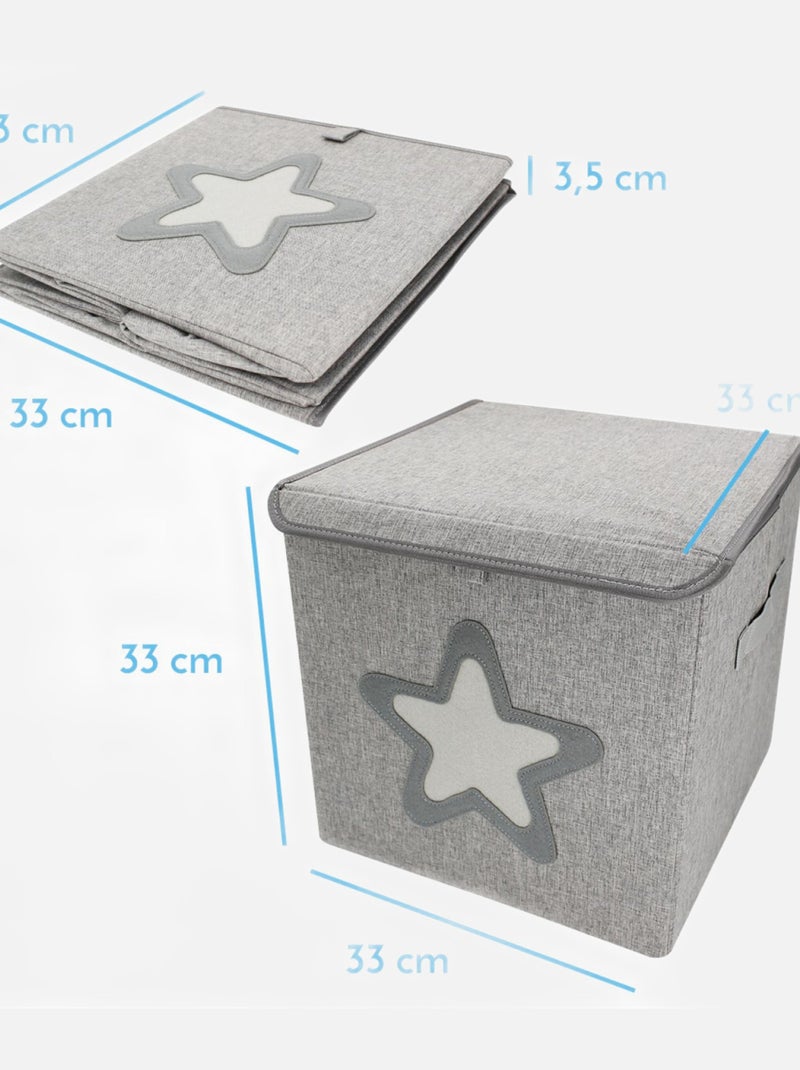 Boite de rangement, coffre à jouets pour enfant avec couvercle - Monsieur Bébé Gris - Kiabi