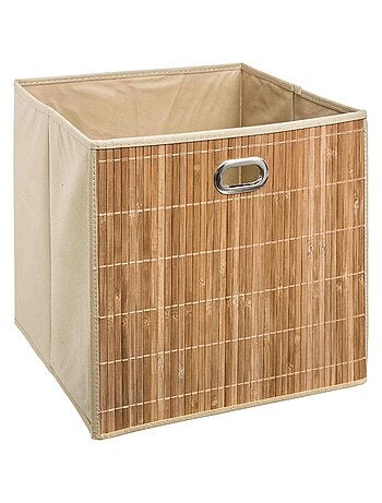 Boîte de rangement cube en bambou et tissu MIX'N MODUL