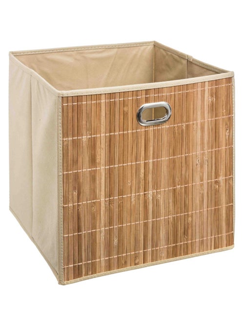 Boîte de rangement cube en bambou et tissu MIX'N MODUL - Kiabi