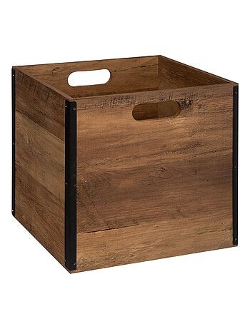 Boîte de rangement design en MDF effet bois - marron et noir