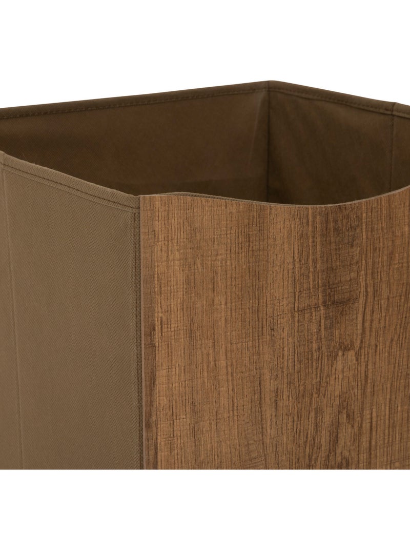 Boîte de rangement effet bois en MDF et tissu MIX'N MODUL Marron - Kiabi