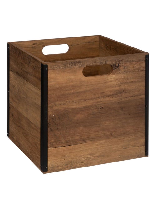 Boîte de rangement effet bois et métal - Kiabi