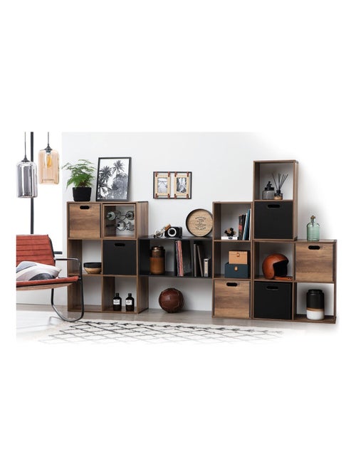 Boîte de rangement effet bois et métal - Kiabi