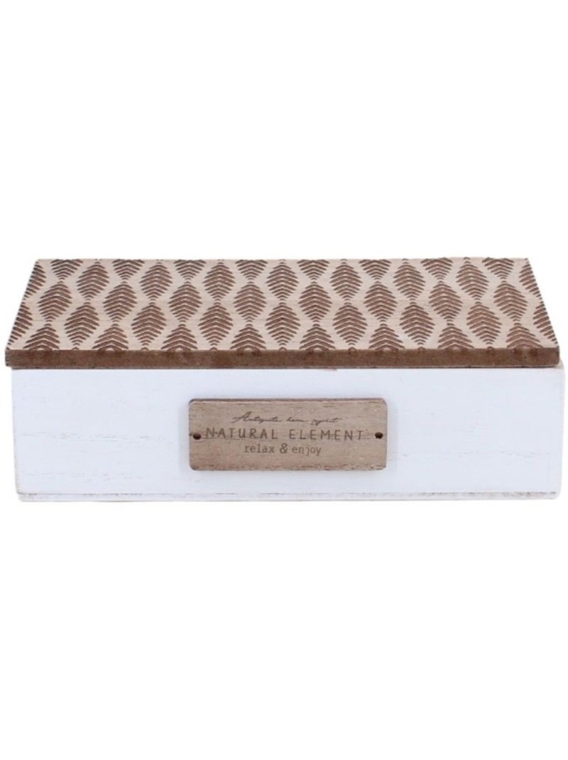 Boite de rangement en bois 22x12cm Blanc - Kiabi