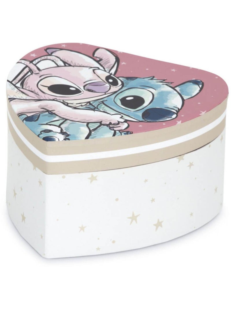 Boite de rangement en forme de Coeur 12x12x7 cm - Angel & Stitch (Lilo & Stitch) Multicolore - Kiabi