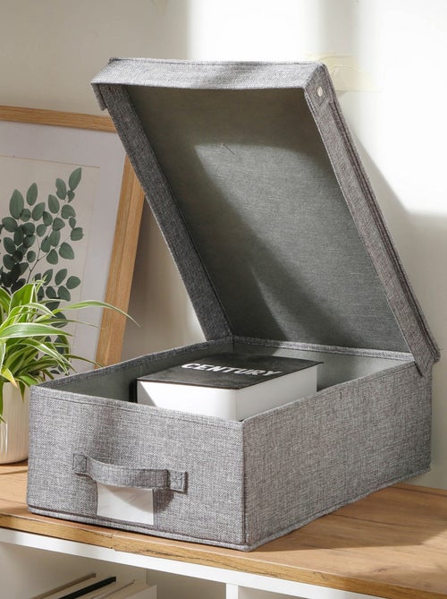 Boîte de rangement en lin avec couvercle - Kiabi