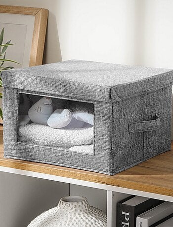 Boite de rangement en lin avec fenêtre transparente