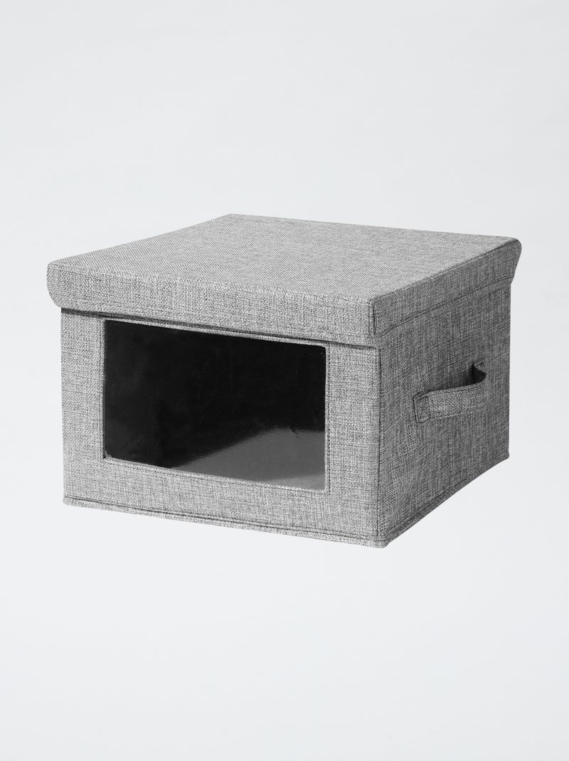 Boite de rangement en lin avec fenêtre transparente Gris - Kiabi