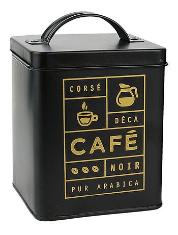 Boite de rangement en métal BLACK MAT noire Café