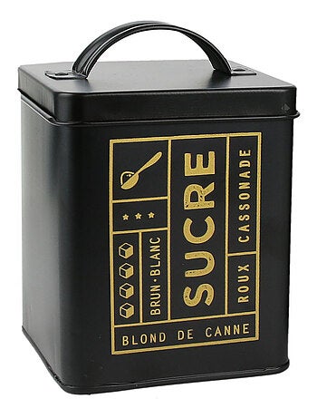 Boite de rangement en métal BLACK MAT noire Sucre