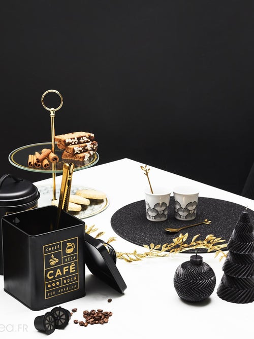 Boite de rangement en métal BLACK MAT noire Sucre - Kiabi