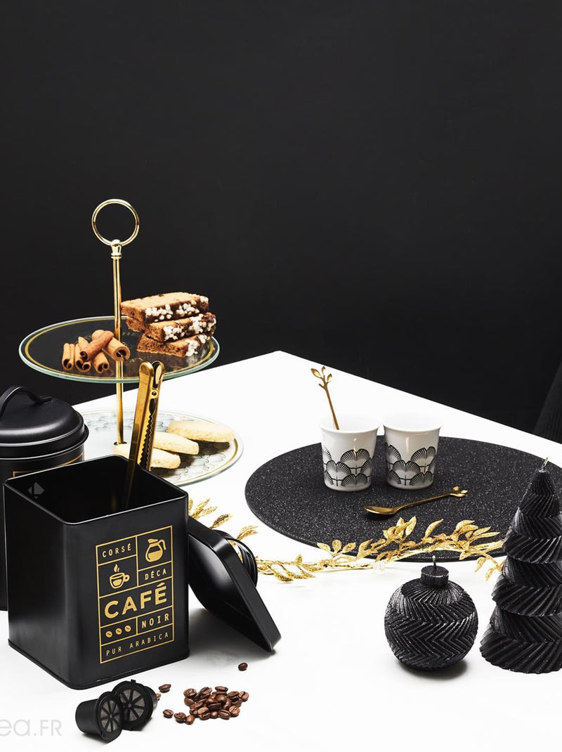 Boite de rangement en métal BLACK MAT noire Sucre Noir Noir - Kiabi