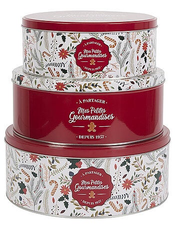 Boite de rangement en métal de Noël collection Mes petites gourmandises 3 pièces