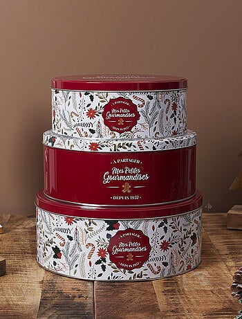Boite de rangement en métal de Noël collection Mes petites gourmandises 3 pièces