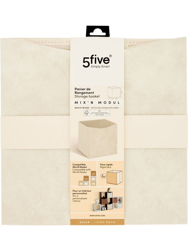 Boîte de rangement en tissu et carton MIX'N MODUL Beige - Kiabi