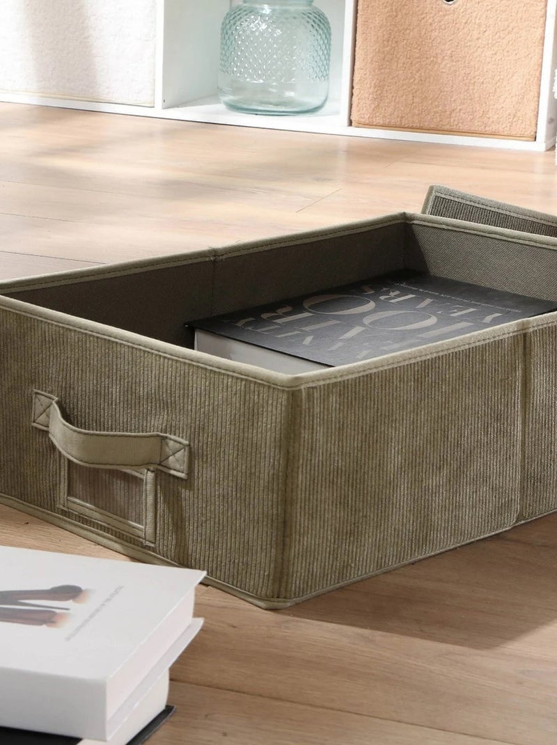 Boîte de rangement en velours côtelé Kaki - Kiabi